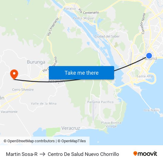 Martin Sosa-R to Centro De Salud Nuevo Chorrillo map