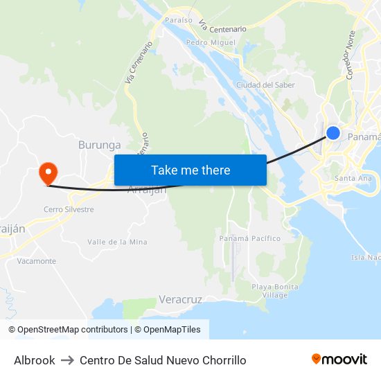 Albrook to Centro De Salud Nuevo Chorrillo map