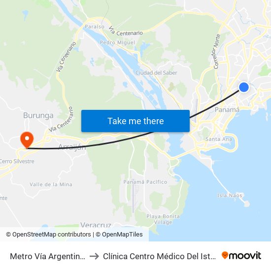 Metro Vía Argentina-I to Clínica Centro Médico Del Istmo map