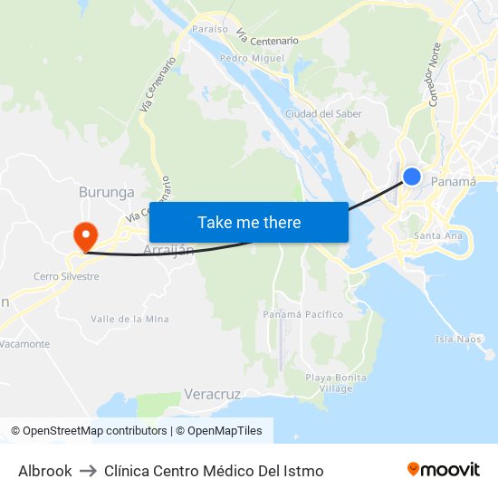 Albrook to Clínica Centro Médico Del Istmo map