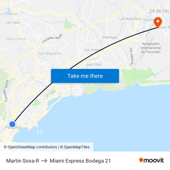 Martin Sosa-R to Miami Express Bodega 21 map