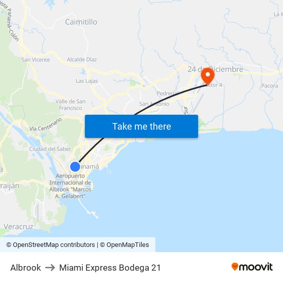 Albrook to Miami Express Bodega 21 map