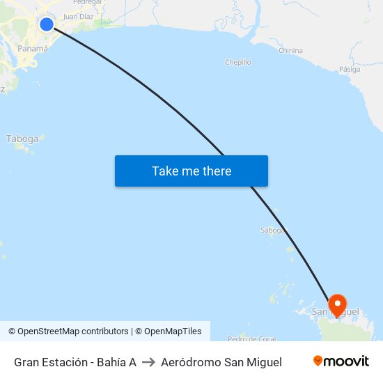 Gran Estación - Bahía A to Aeródromo San Miguel map