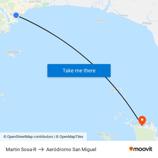 Martin Sosa-R to Aeródromo San Miguel map