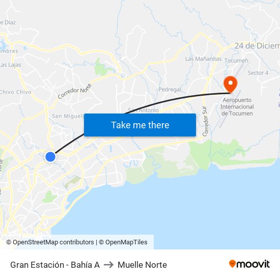 Gran Estación - Bahía A to Muelle Norte map