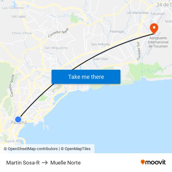 Martin Sosa-R to Muelle Norte map