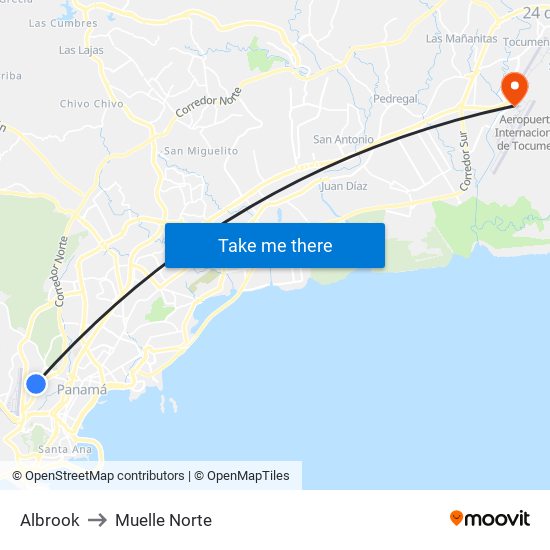 Albrook to Muelle Norte map