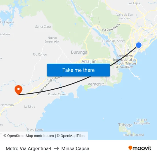 Metro Vía Argentina-I to Minsa Capsa map