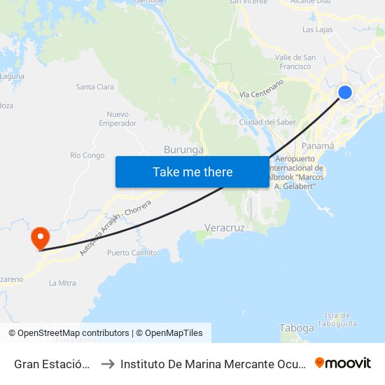 Gran Estación - Bahía A to Instituto De Marina Mercante Ocupacional De Panama map
