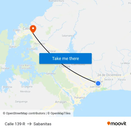 Calle 139-R to Sabanitas map