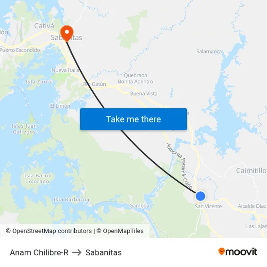 Anam Chilibre-R to Sabanitas map