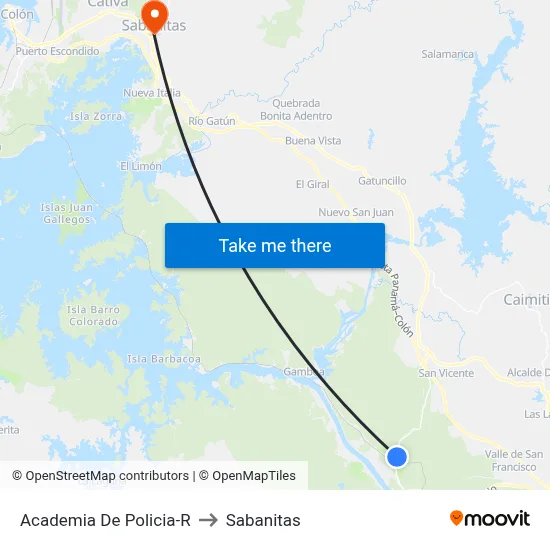 Academia De Policia-R to Sabanitas map