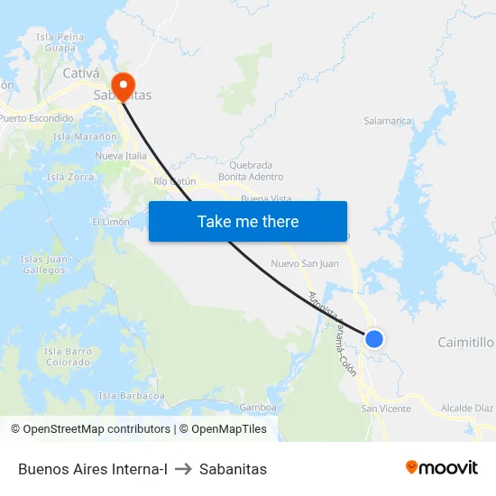 Buenos Aires Interna-I to Sabanitas map