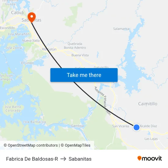 Fabrica De Baldosas-R to Sabanitas map