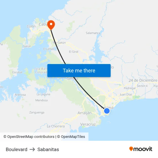 Boulevard to Sabanitas map