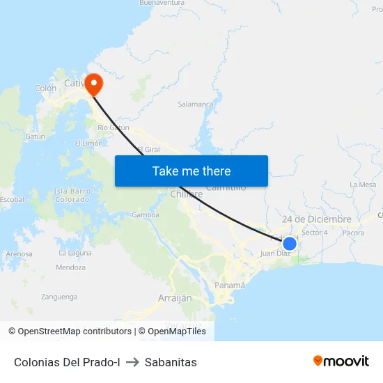 Colonias Del Prado-I to Sabanitas map