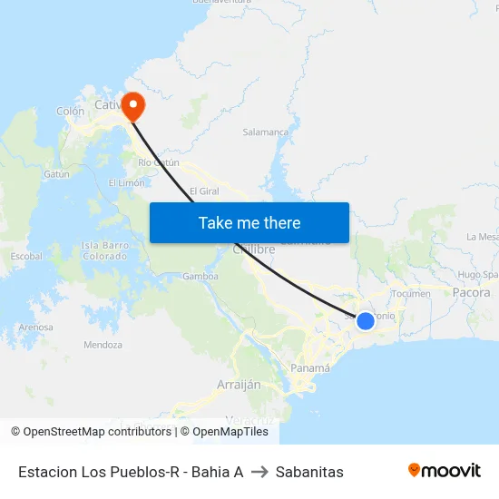 Estacion Los Pueblos-R - Bahia A to Sabanitas map