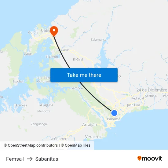 Femsa-I to Sabanitas map