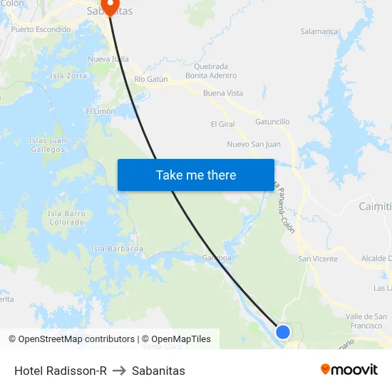Hotel Radisson-R to Sabanitas map