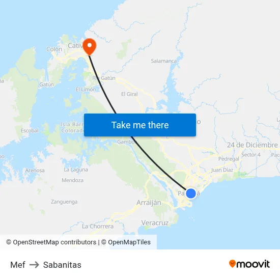 Mef to Sabanitas map