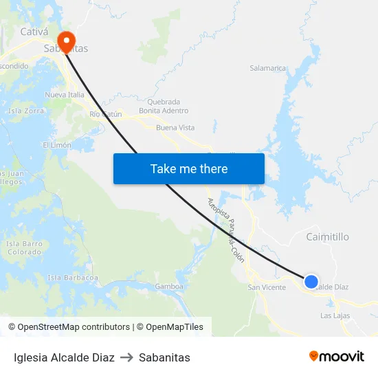 Iglesia Alcalde Diaz to Sabanitas map