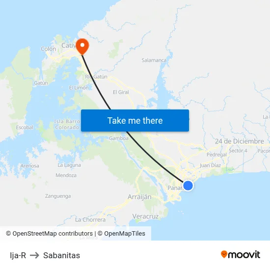 Ija-R to Sabanitas map