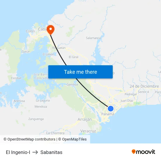 El Ingenio-I to Sabanitas map