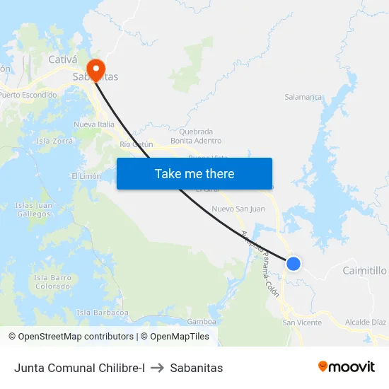 Junta Comunal Chilibre-I to Sabanitas map