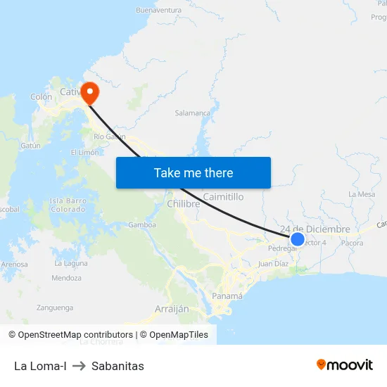 La Loma-I to Sabanitas map