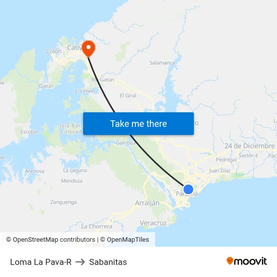 Loma La Pava-R to Sabanitas map