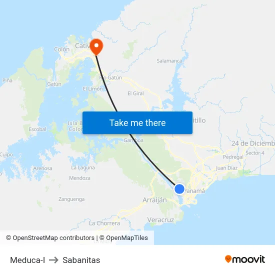 Meduca-I to Sabanitas map