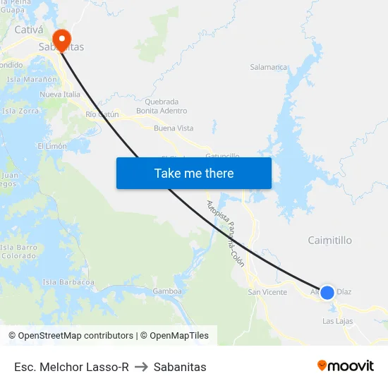 Esc. Melchor Lasso-R to Sabanitas map