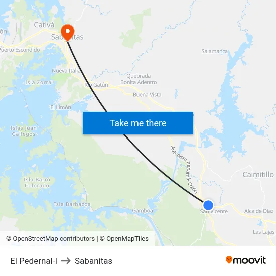 El Pedernal-I to Sabanitas map