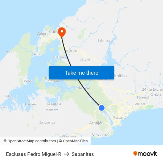 Esclusas Pedro Miguel-R to Sabanitas map