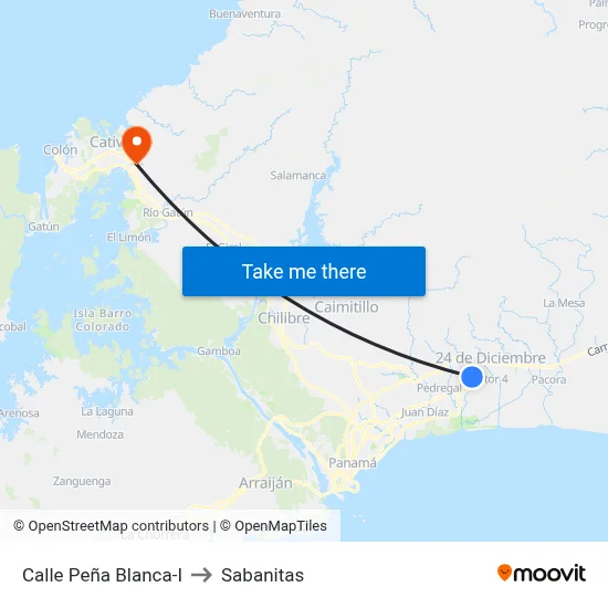 Calle Peña Blanca-I to Sabanitas map