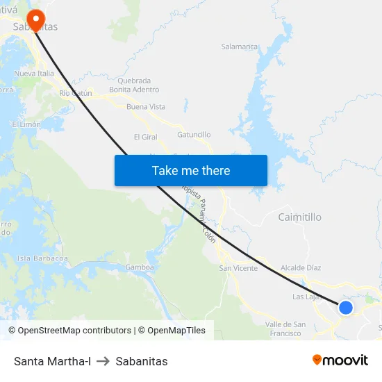 Santa Martha-I to Sabanitas map