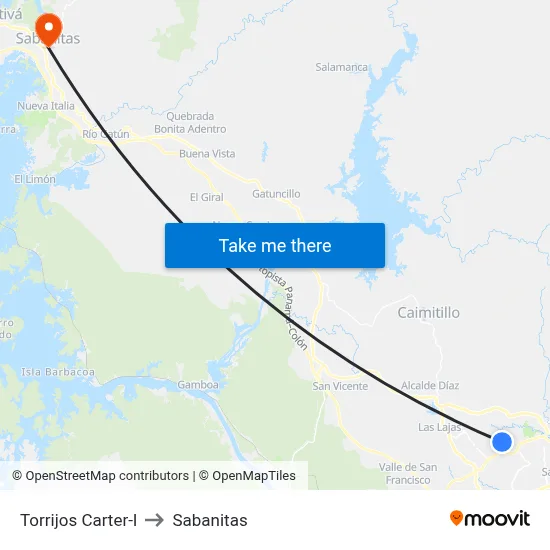 Torrijos Carter-I to Sabanitas map