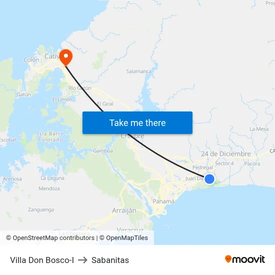 Villa Don Bosco-I to Sabanitas map
