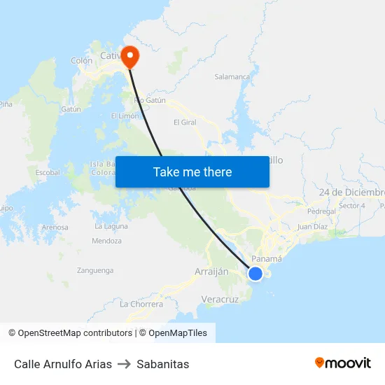 Calle Arnulfo Arias to Sabanitas map