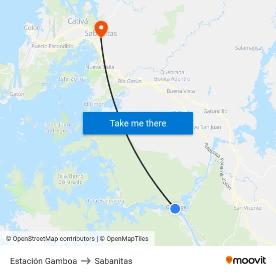 Estación Gamboa to Sabanitas map