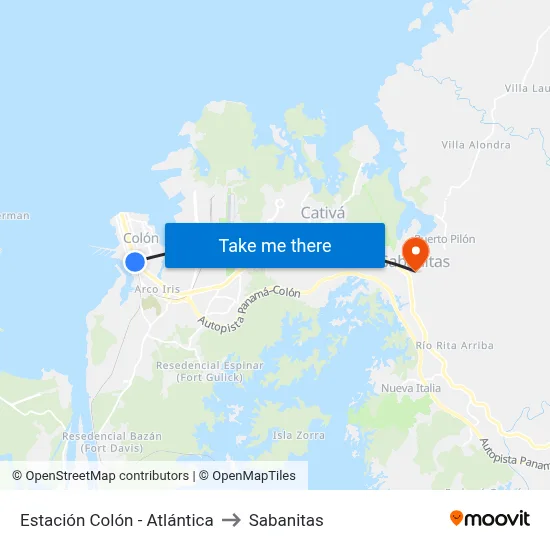 Estación Colón - Atlántica to Sabanitas map