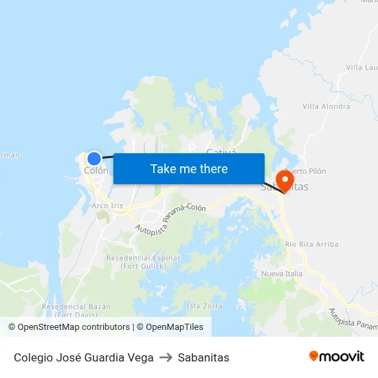 Colegio José Guardia Vega to Sabanitas map