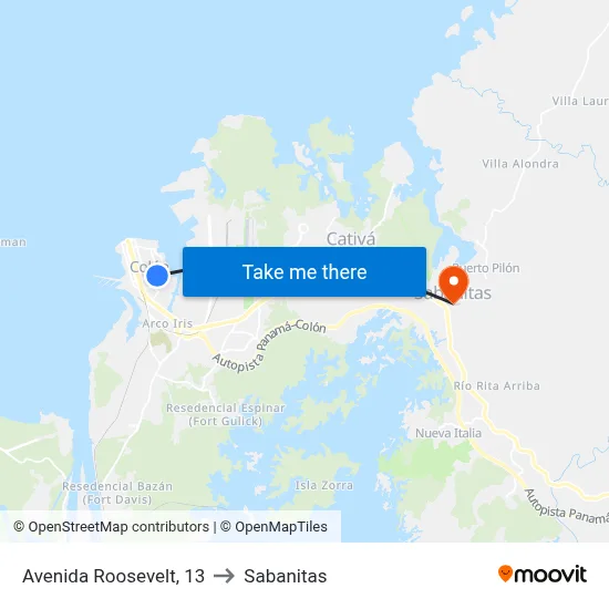 Avenida Roosevelt, 13 to Sabanitas map
