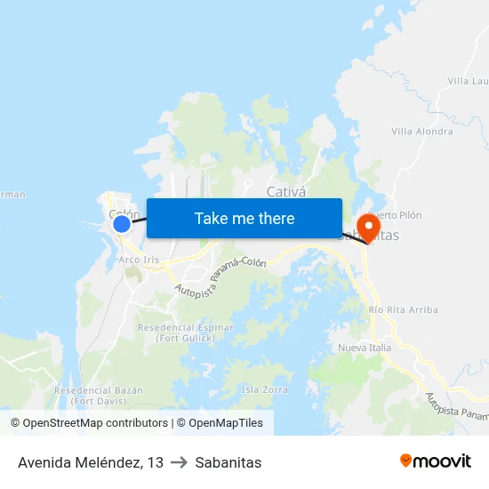 Avenida Meléndez, 13 to Sabanitas map