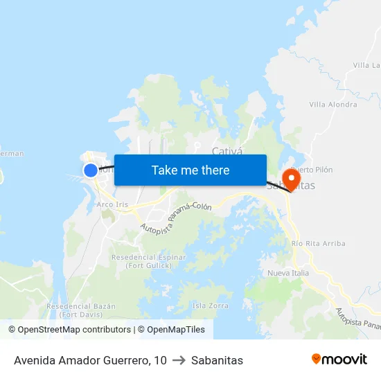 Avenida Amador Guerrero, 10 to Sabanitas map