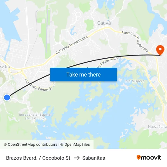 Brazos Bvard. / Cocobolo St. to Sabanitas map
