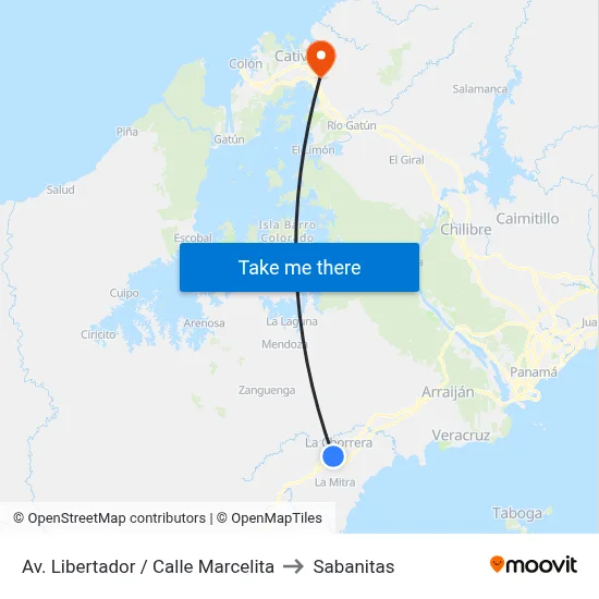 Av. Libertador / Calle Marcelita to Sabanitas map