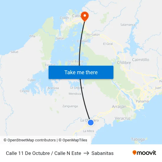 Calle 11 De Octubre / Calle N Este to Sabanitas map