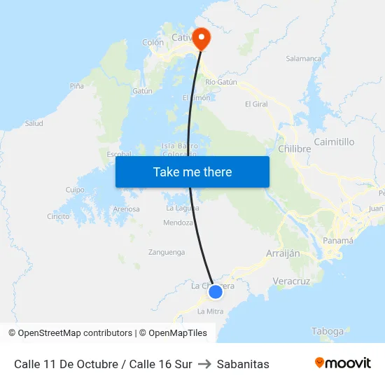 Calle 11 De Octubre / Calle 16 Sur to Sabanitas map