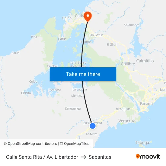Calle Santa Rita / Av. Libertador to Sabanitas map